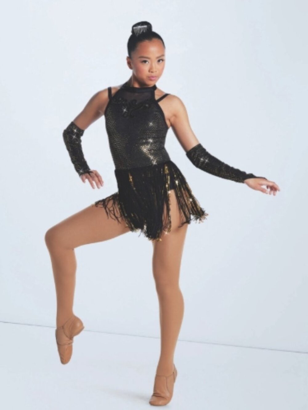 Weissman Dance Costume Jazz Tap Black Gold Burn It Down 17519 Adult XSA